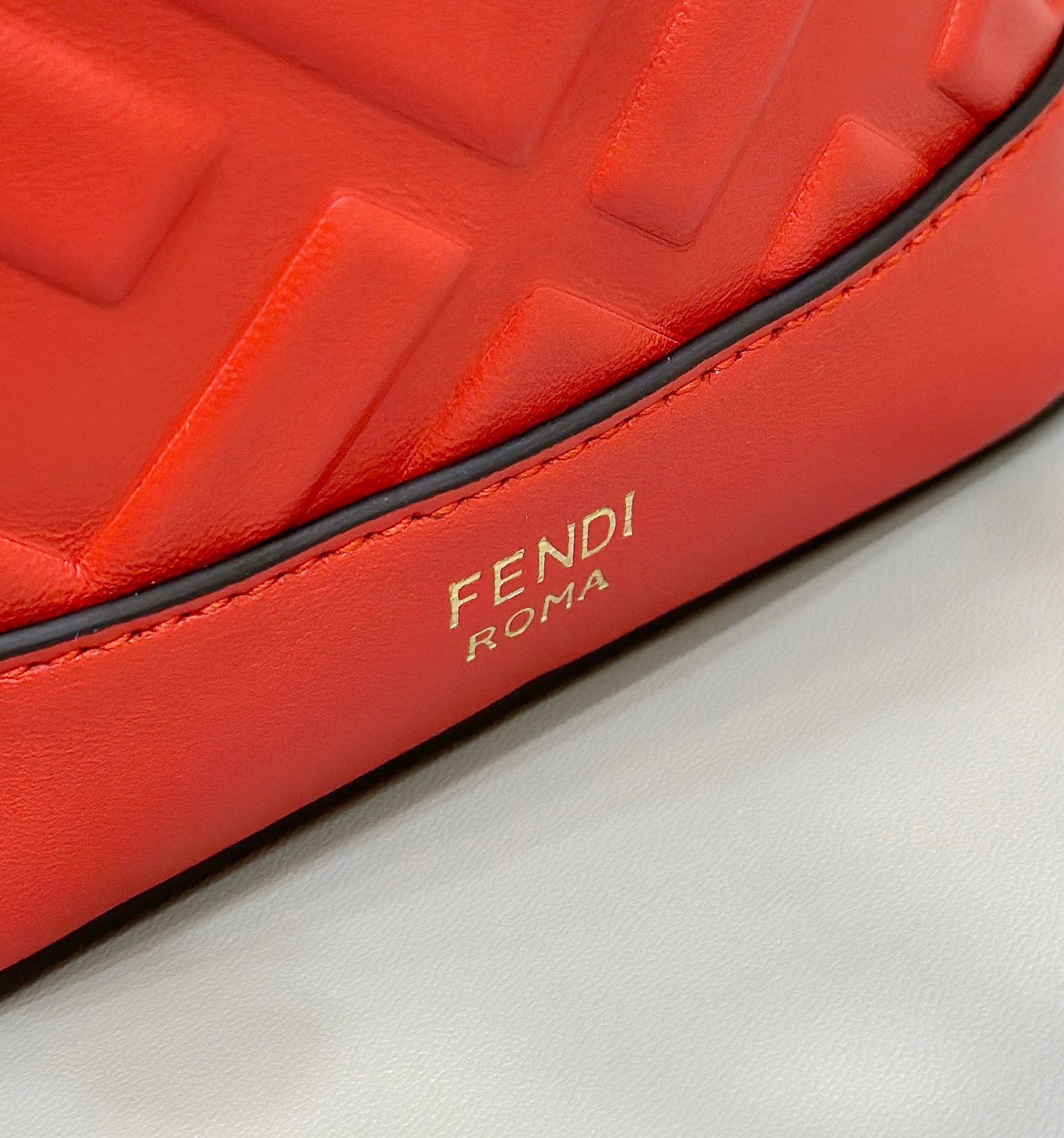 Fendi Mini Mon Tresor FF Leather Shoulder Bag Orange